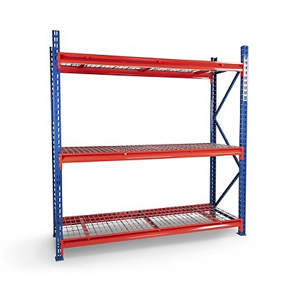 TS Longspan Racking- starter and extension bays with mesh shelving, shelf UDL 700 kg - 1