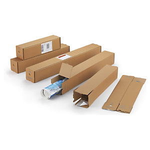 Tube carton carré brun à fermeture adhésive 105x610 mm