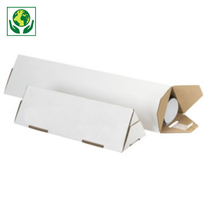 Tube carton triangulaire blanc avec fermeture adhésive