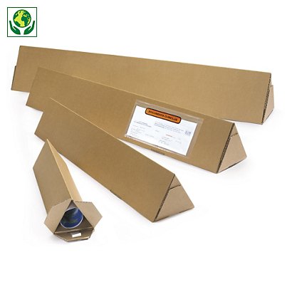 Tube carton triangulaire brun RAJA 90x1100 mm - 1