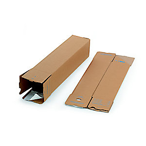 Tube d'expédition carré avec fermeture adhésive en carton simple cannelure brun - Diam.int.105 x L.430 mm Tube d'expédition carré avec fermeture adhésive en carton simple cannelure brun - Diam.int.105 x L.430 mm