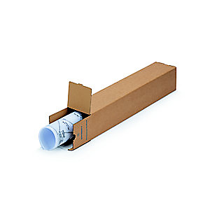 Tube d'expédition carré avec fermeture adhésive en carton simple cannelure brun - Diam.int.105 x L.610 mm Tube d'expédition carré avec fermeture adhésive en carton simple cannelure brun - Diam.int.105 x L.610 mm