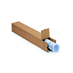 Tube d'expédition carré avec fermeture adhésive en carton simple cannelure brun - Diam.int.105 x L.700 mm Tube d'expédition carré avec fermeture adhésive en carton simple cannelure brun - Diam.int.105 x L.700 mm