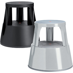 Twinco Sgabello/Scaletta da ufficio a due gradini, Plastica, 3 ruote, Nero Twinco Sgabello/Scaletta da ufficio a due gradini, Plastica, 3 ruote, Nero