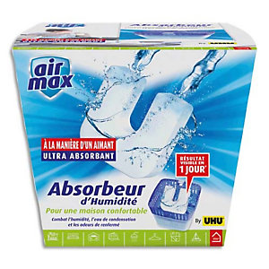 UHU Absorbeur d'humidité AIRMAX 450G pour une pièce d'environ 45 m³ et absorbent environ 0,5 litre d'eau
