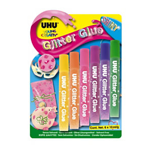 Uhu Glitter Glue Pegamento decorativo con purpurina de colores surtidos pastel