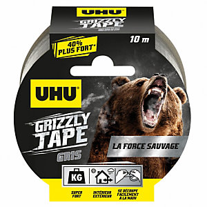 UHU Grizzly Tape Ruban adhésif toilé en polyéthylène résistant étanche 50 mm x 10 m - Argent