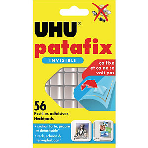 UHU Pastilles adhésives Patafix double-face invisibles détachables, réutilisables, transparentes. (blister 56 unités)