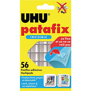UHU Pastilles adhésives Patafix double-face invisibles détachables, réutilisables, transparentes. (blister 56 unités) UHU Pastilles adhésives Patafix double-face invisibles détachables, réutilisables, transparentes. (blister 56 unités)