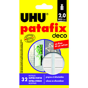 Uhu Patafix Homedeco - Pastilles adhésives super fortes, repositionnables, blanches