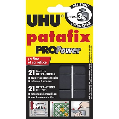 Uhu Patafix PROPower - Pastilles adhésives repositionnables ultra-fortes, intérieur et extérieur, anthracite