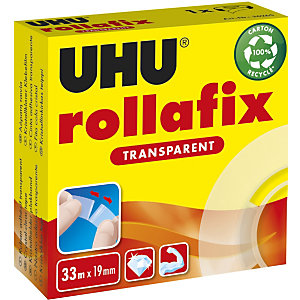 UHU Rollafix Ruban adhésif transparent l. 19 mm x L. 33 m