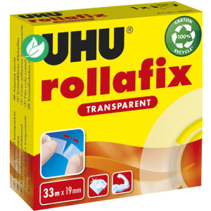 UHU Rollafix Ruban adhésif transparent l. 19 mm x L. 33 m