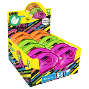 UHU Roller de correction Mini 5mm x 6m Neon translucide - Pack 10 + 2 OFFERTS UHU Roller de correction Mini 5mm x 6m Neon translucide - Pack 10 + 2 OFFERTS