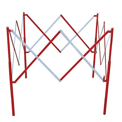 Uitschuifbare vierkante stalen barrière, rode en witte kleur - 1