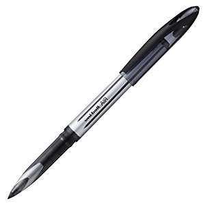 Uni-Ball Air Bolígrafo de punta de bola, punta fina, cuerpo de plástico plateado, tinta negra