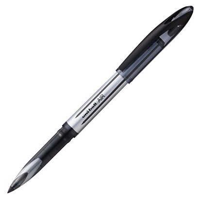 Uni-Ball Air Bolígrafo de punta de bola, punta fina, cuerpo de plástico plateado, tinta negra - 1