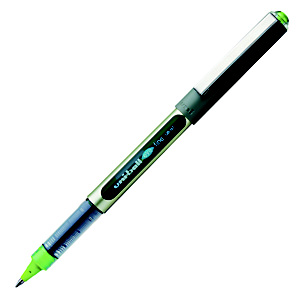 Uni-Ball Eye Fine UB-157 Bolígrafo de punta de bola, punta fina, cuerpo plateado de polipropileno, tinta verde claro