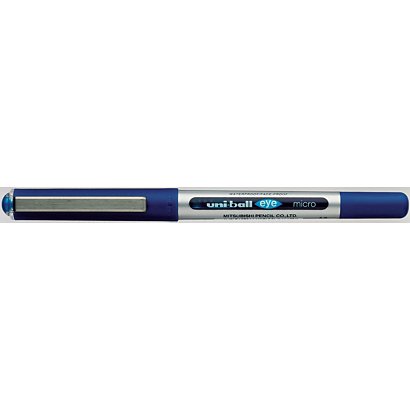 Uni-Ball Eye Micro UB-150 Bolígrafo de punta de bola, micropunta, cuerpo plateado de polipropileno, tinta azul
