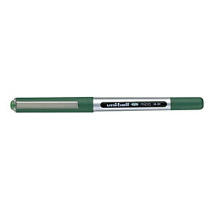 Uni-Ball Eye Micro UB-150 Bolígrafo de punta de bola, micropunta, cuerpo plateado de polipropileno, tinta verde