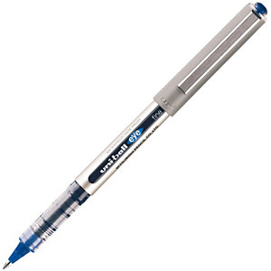 Uni-Ball Eye Micro UB-150 Bolígrafo de punta de bola, punta fina, cuerpo plateado de polipropileno, tinta azul