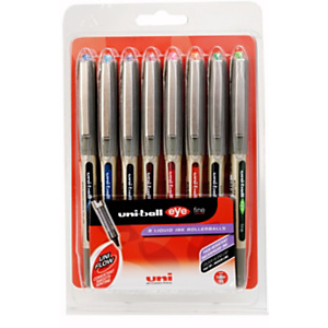 Uni-Ball Eye Roller Stick, Punta fine, Fusto in polipropilene in colori assortiti, Inchiostro in colori assortiti (confezione 8 pezzi) Uni-Ball Eye Roller Stick, Punta fine, Fusto in polipropilene in colori assortiti, Inchiostro in colori assortiti (confezione 8 pezzi)