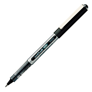 Uni-Ball Eye UB 157 Roller Stick, Punta fine, Fusto in polipropilene argento con grip, Inchiostro nero Uni-Ball Eye UB 157 Roller Stick, Punta fine, Fusto in polipropilene argento con grip, Inchiostro nero