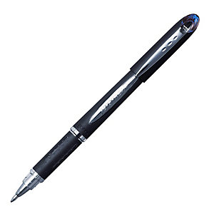 Uni-Ball Jetstream SX-210 Bolígrafo de tinta de gel, punta media de 1 mm, cuerpo negro con grip, tinta azul