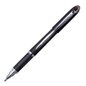 Uni-Ball Jetstream SX-210 Bolígrafo de tinta de gel, punta media de 1 mm, cuerpo negro con grip, tinta negra