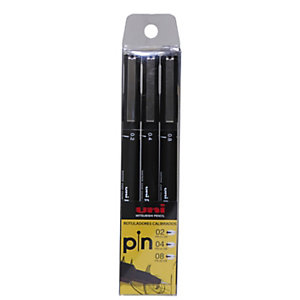 Uni-Ball Pin Manga Rotulador de calibrado, estuche de 3 rotuladores, trazos de 0,2 - 0,4 - 0,8 mm, color negro