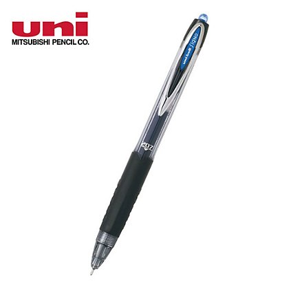 Uni-Ball Signo 207 Penna gel a scatto, Punta media 0,7 mm, Fusto nero traslucido con grip, Inchiostro blu