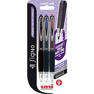 Uni-Ball Signo 207 Penna gel a scatto, Punta media, Fusto in plastica in colori assortiti con grip, Inchiostro in colori assortiti: nero, blu, rosso (confezione 3 pezzi) Uni-Ball Signo 207 Penna gel a scatto, Punta media, Fusto in plastica in colori assortiti con grip, Inchiostro in colori assortiti: nero, blu, rosso (confezione 3 pezzi)