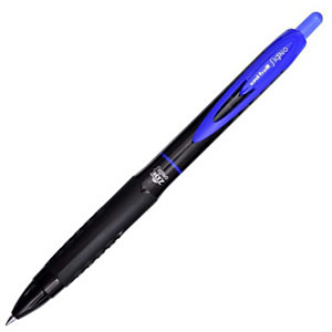 Uni-Ball Signo 307 Bolígrafo retráctil de gel, punta fina, cuerpo negro y azul con grip, tinta azul