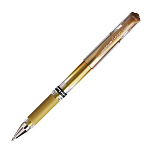 Uni-Ball Signo Broad Bolígrafo de gel, punta ancha de 1 mm, cuerpo transparente con grip, tinta oro Uni-Ball Signo Broad Bolígrafo de gel, punta ancha de 1 mm, cuerpo transparente con grip, tinta oro