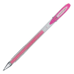 Uni-Ball Signo Sparkling Bolígrafo de gel, punta ancha de 1 mm, cuerpo transparente, tinta rosa purpurina Uni-Ball Signo Sparkling Bolígrafo de gel, punta ancha de 1 mm, cuerpo transparente, tinta rosa purpurina