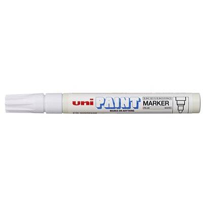 Uni-Ball UNI PAINT PX-20 Marcador permanente de pintura, base aceite, punta ojival, 2,2 -2,8 mm, blanco - 1