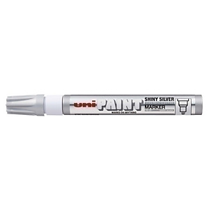 Uni-Ball UNI PAINT PX-20 Shiny Marcador permanente de pintura, base aceite, punta ojival, 2,2 mm, color plata Uni-Ball UNI PAINT PX-20 Shiny Marcador permanente de pintura, base aceite, punta ojival, 2,2 mm, color plata