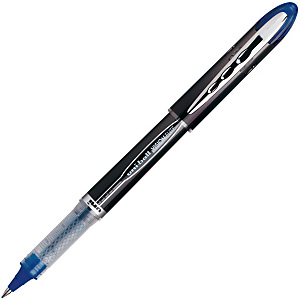 Uni-Ball Vision Elite Bolígrafo de punta de bola con tinta líquida, punta fina de 0,5 mm, cuerpo negro, tinta azul oscuro