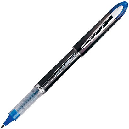 Uni-Ball Vision Elite Bolígrafo de punta de bola con tinta líquida, punta fina de 0,5 mm, cuerpo negro, tinta azul