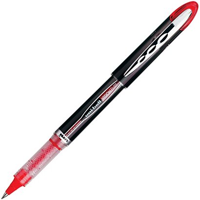 Uni-Ball Vision Elite Bolígrafo de punta de bola con tinta líquida, punta fina de 0,5 mm, cuerpo negro, tinta roja - 1