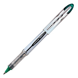 Uni-Ball Vision Elite UB-200 Bolígrafo de punta de bola, punta mediana, cuerpo de plástico plateado, tinta verde Uni-Ball Vision Elite UB-200 Bolígrafo de punta de bola, punta mediana, cuerpo de plástico plateado, tinta verde