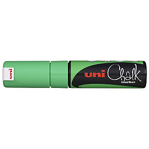 Uni Chalk Marcatore gesso, Punta a scalpello 8 mm, Verde Fluo