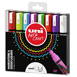 Uni Chalk Marcatore a gesso, Punta tonda 1,8 - 2,5 mm, Colori assortiti (confezione 8 pezzi) Uni Chalk Marcatore a gesso, Punta tonda 1,8 - 2,5 mm, Colori assortiti (confezione 8 pezzi)