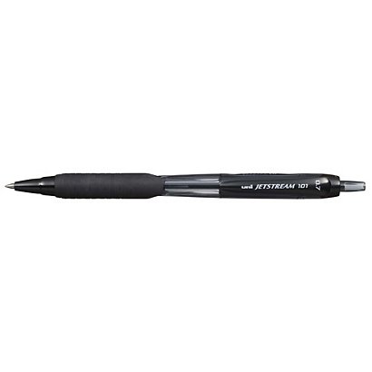 Uni Jetstream SXN-101 Bolígrafo retráctil de tinta de gel, punta media de 0,7 mm, cuerpo negro con grip, tinta negra