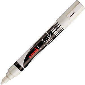 Uni Marqueur craie Chalk Marker PWE-5M encre non permanente pointe ogive de 1,8 à 2,5 mm - Blanc
