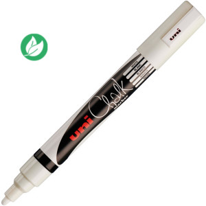Uni Marqueur craie Chalk Marker PWE-5M encre non permanente pointe ogive de 1,8 à 2,5 mm - Blanc