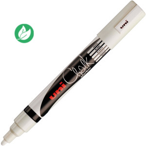 Uni Marqueur craie Chalk Marker PWE-5M encre non permanente pointe ogive de 1,8 à 2,5 mm - Blanc Uni Marqueur craie Chalk Marker PWE-5M encre non permanente pointe ogive de 1,8 à 2,5 mm - Blanc