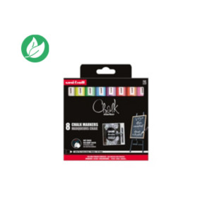 Uni Marqueur craie Chalk Marker PWE-5M encre non permanente pointe ogive de 1,8 à 2,5 mm - Couleurs assorties Uni Marqueur craie Chalk Marker PWE-5M encre non permanente pointe ogive de 1,8 à 2,5 mm - Couleurs assorties