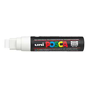 UNI MITSUBISHI Marcatore a base d'acqua Uni Posca PC17K - punta extra large a scalpello 15,0mm - bianco - Uni Mitsubishi UNI MITSUBISHI Marcatore a base d'acqua Uni Posca PC17K - punta extra large a scalpello 15,0mm - bianco - Uni Mitsubishi