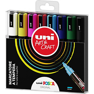 Uni Posca Marcatore a tempera, Punta tonda 1,8 - 2,5 mm, Colori assortiti Uni Posca Marcatore a tempera, Punta tonda 1,8 - 2,5 mm, Colori assortiti